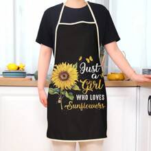 One Piece Stylish Sunflower Print Kitchen Apron - Durable Polyester For Cooking & Dining - Multicolor - View 7