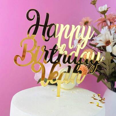 1 pezzo Decorazione per torta di compleanno personalizzata in acrilico con nome, regalo di compleanno unico, decorazione per torta in legno, impermeabile, ornamentale, raffinata, alla moda, colorata, vintage, personalizzata, regalo ideale per lui, lei, fidanzato, fidanzata, papà, mamma, famiglia, amici, animali domestici per anniversari, argento a specchio