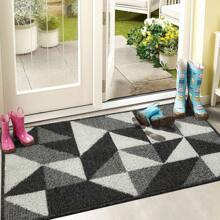 1pc Non-Slip Machine Washable Door Mat, Dirt Resistant Doormats, Indoor And Outdoor Mats, Suitable For Doorway, Hallway, Home Decor Floor Mat - Black - View 2