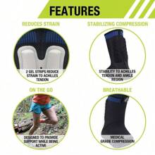 Manga de Aquiles con tiras de compresión de gel duales, soporte del tendón de Aquiles, compresión del tendón de Aquiles, manga de tobillo, alivio de la tendinitis, soporte para - Negro - Ver 5