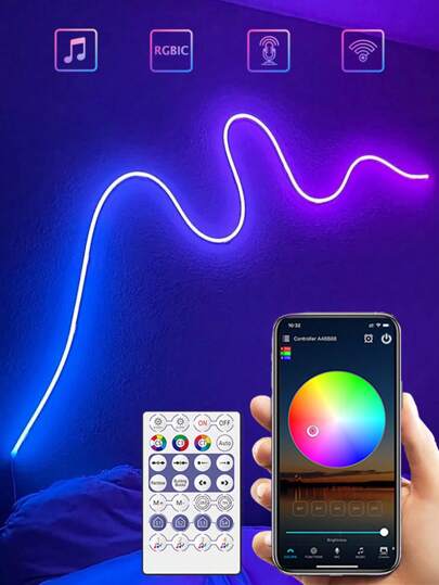 Acosh Neon LED-stripverlichting Neon touwlicht RGBIC Chase Multi-Color Effect met slimme spraakgestuurde app-bediening Synchroniseert muziek DIY Regenboogkleurige LED-pixelverlichting 5V LED-lichtstrip Geschikt voor trappenhuis Slaapkamer Woonkamer Feest
