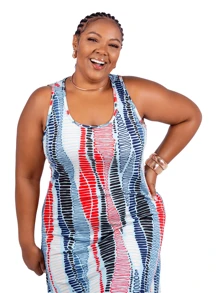 Women's Plus Size Loose Dress - Navy Blue - View 3