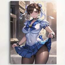 Framed Character Poster With Sailor Outfit, Urban Backdrop, Perfect For Bedroom, Garage, Living Room, Bar, Or Hallway Decor Cool Stuff For Room