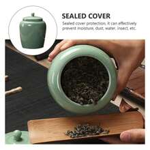 PRETYZOOM 1pc Tea Food Storage Canister Chinese Ceramic Tea Canister Ceramic Spaghetti Container Ceramic Airtight Lid Canister Pasta Containers Ru Kiln Ceramics Large