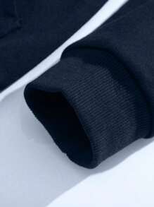 1pc Teens/Boys' Casual Solid Color Sporty Simple Fleece Hoodie Jacket, Autumn/Winter Children Clothing