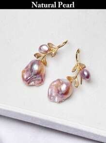 1 par de aretes de perlas barrocas asimétricas de colores multicolor, gota de pendientes con perla natural, adecuados para uso diario y regalos para fiestas