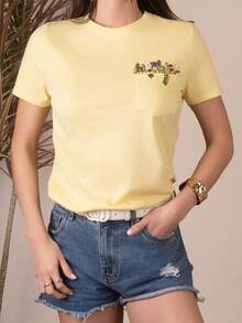 Playera para Mujer Manga Corta Color Amarillo cuello redondo - Amarillo - Ver 1