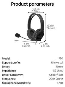 1个3.5毫米有线游戏耳机，带麦克风，电脑/手机两用 - 黑色 - 查看 11