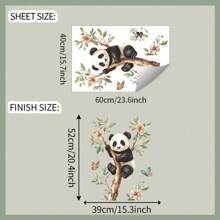 1pc Cute Panda Stacked Design Cartoon Wall Sticker, Self-Adhesive Decal For Bedroom, Living Room, Kids Room Decoration
