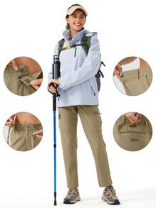 Women's Quick Dry Hiking Cargo Pants Water Resistant UPF 50+ With Zipper Pockets For Travel, Camping & Work - Xanh lá cây rụng lá - Xem 4