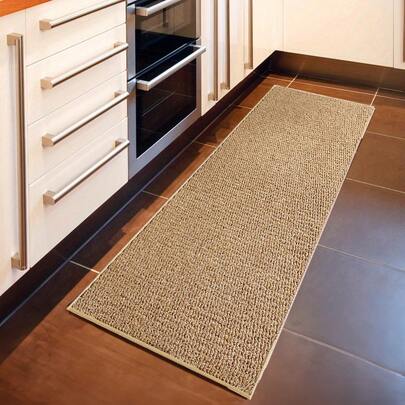 1pc Absorbent Soft Easy-Clean Machine Washable Kitchen Rug, Kitchen Decor Mat, Jute-Like Material, Durable, Indoor/Outdoor Entrance Doormat, Home Decor, Suitable For Entryway, Bedroom, Available In Multiple Colors, Also Suitable For Living Room, Bedroom, Living Room Area, Living Room Carpet, Home Decor, Also Suitable For Bathroom, Laundry Room, Room Decoration, Etc.