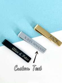 Clip de corbata grabado personalizado mate, gemelos de acero inoxidable con monograma, joyería de boda para el novio, accesorios de moda para hombres