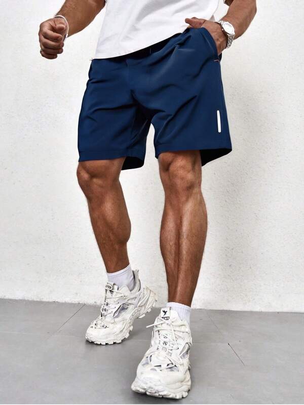 Boyfriend Style Men's Drawstring Waist Elastic Fitness Shorts, With Zipped Pockets, Ideal Gift For Fitness Enthusiasts