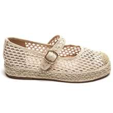 Ballerines ajourées à bride fantaisie avec boucle décorative sur semelle tressée - 米色2223 - 查看 3