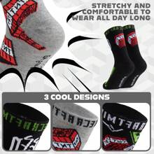Minecraft Socks 3 Pack Cotton-Rich Crew Ankle Everyday School Sports Gaming Gift - Multicolor - View 4