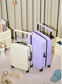 1 Pc Lightweight Luggage Hard Shell Trolley Cases With Spinner Wheels & Cosmetic Bag, Telescopic Handle, Cup Holder, Password Lock, Hardshell Luggage Set 20 Inch, TSA Lock Suitcases, Large Capacity Carry-On Checked Baggage, Hard Hardside Luggage, Lightweight Travel Suitcases, Holiday Vacation Travel Accessories Summer Travel Essentials