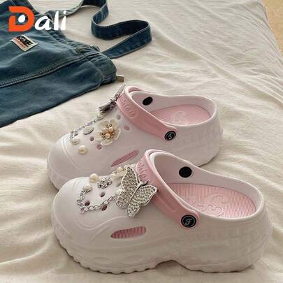 2025 New Thick Sole Clogs Sandals Women, Fashion Party Casual Outdoor Cute Cartoon EVA Beach Summer Spring Wear