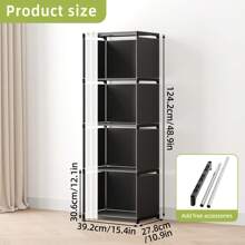 Tomnk 4-Tier Bookcase In Black - Modern Display Cabinet For Books, Decor & Essentials, Space-Saving Organizer With Adjustable Shelves, Entryway, Home Office, Easy Assembly - Multicolor - View 3