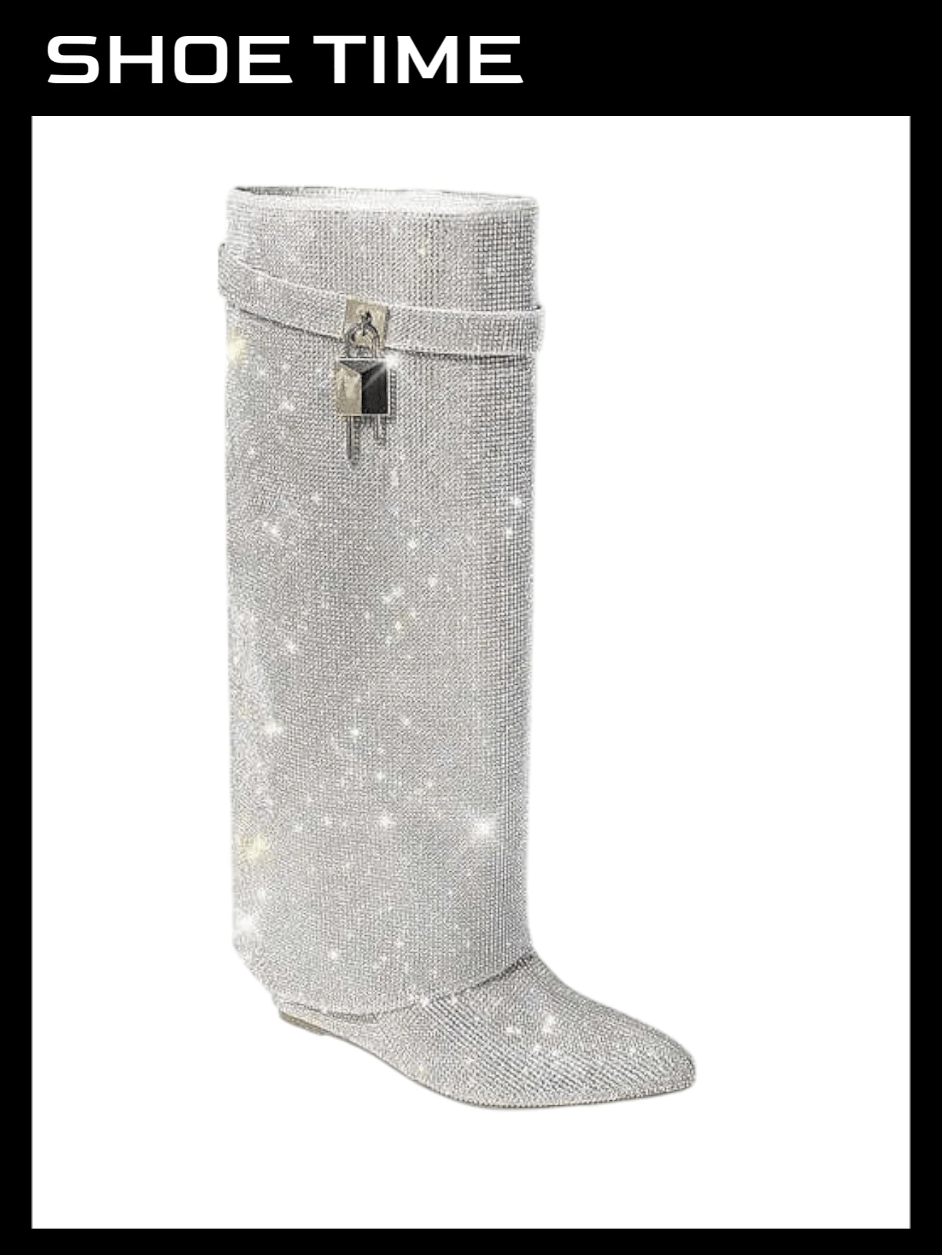 Botas con candado con forma de tiburón con rhinestones Mutto-1C - Plateado - Ver 1