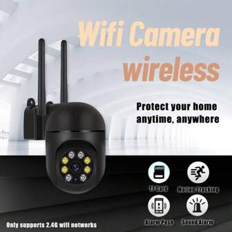 1080P 2.4G 360°PTZ WIFI 安全摄像机添加 64G 内存卡，家庭/宠物监控摄像头带移动应用程序，用于家庭安全的 WiFi 摄像头，支持 2.4GHz WiFi 或 5GHz WiFi，双向音频，运动检测，人员跟踪，提供单个监视器，监视器 + 64G 内存卡（内存卡读取容量为 58.2G）两种规格，假期季节超值，送给家人/亲戚/朋友的礼物，警卫