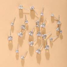 17KM 3-30 件时尚简约闪亮 Bling Bling 夸张环形耳环和耳钉套装，女士节日派对约会日常佩戴高性价比礼物，快速配送，万圣节、圣诞节、情人节、母亲节的最佳选择 - 銀色 - 查看 5