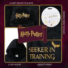 Harry Potter Hoodie Blanket Fleece Wearable Warm Oversized Hogwarts Gryffindor Quidditch Golden Snitch Gift - Black - View 5