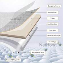 NetHong 2.8M Thicken Self Adhesive Thermal Insulation Wallpaper Linen Plain Wall Sticker Wall Panels Home Room Decor - Light Grey - View 6