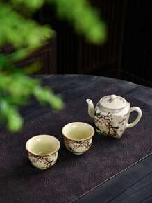 1/2/3 件汝窑复古陶瓷茶杯和茶壶，中式经典吉祥方形功夫茶具，优雅小茶杯，适合居家、茶室或客人，是返校的理想礼物