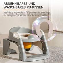 Baby Toilettensitz Hilfsleiter Kinder mit Treppe Toilettentrainer 3 in 1 Kinderleitertoilette mit PU-Pad Höhenverstellbar Klappbar