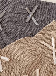 2 Pairs Girls Bow Decor Knee High Leg Warmers, Sweet Korean Style Lace Trim Leg Warmers, Spring/Autumn