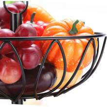 Rice Rat Fruit Stand Vegetables Basket Counter Top Fruit Basket Bowl Storage For Kitchen Home Metal Cast Iron (2 Tier-Black)
