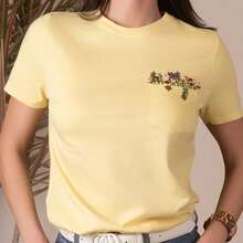 Playera para Mujer Manga Corta Color Amarillo cuello redondo - Amarillo - Ver 5