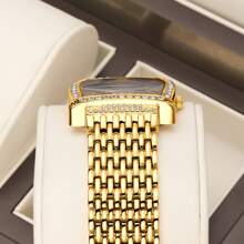 YaLaLuSi YaLaLuSi Brand 1 Piece Golden Elegant Temperament Hot Models Ladies Quartz Watch Bar Scale Luminous Pointers Rhinestone Decorated Dial Exquisite Bright Eyes Wear-Resistant Case Strap With Strap Adjuster Party Daily Work Evening Party Hundreds Of Models To Send Mum Lady Sister Holiday Gift Birthday Gift