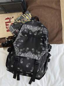 Casual Cashew Pattern Lightweight Backpack - Black - View 5