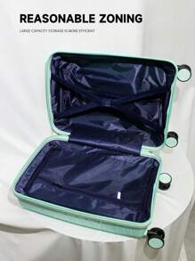 PP Material Travel Suitcase, 24-Inch Silent Spinner Luggage, 20-Inch Carry-On, Large Capacity With Password Lock, 14-Inch Makeup Case Graduation - Purple - View 9