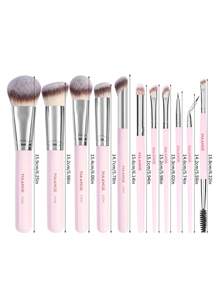 MAANGE 11pcs Professional Facial Makeup Brush Set With Paper Box ,2pcs Eyebrow Brush,2pcs Eyeliner Brush,Foundation Brush,Contour Brush,Blush Brush,Eyeshadow Brush,Nose Contour Brush ,Concealer Brush Makeup Brush With Soft Fiber For Powder,Liquid,Cream For Easy Carrying,Brush For Travel - 淺粉色 - 查看 10