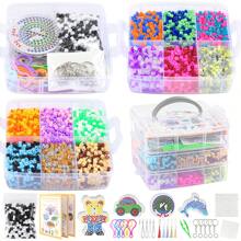 5000 Stück 5mm Bügelperlen DIY Set, 24 Farben Vergoldete Pixel Art Perlen, 3D Puzzle Schmuckbasteln Handgemachtes Geschenk Bügelperlen Set