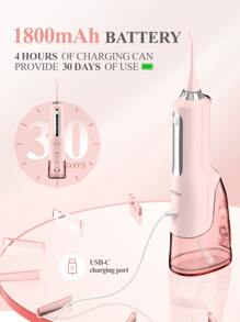 sejoy Fashion Portable Rechargeable USB Charging Electric Water Flosser Oral Irrigator Oral Irrigator Cordless Teeth Cleaner, 5 Pressure Levels&Low Noise&360° Rotation , IPX7 Waterproof, Smart Memory,270ml Removable Water Tank, For Home And Travel - 粉色 - 查看 4