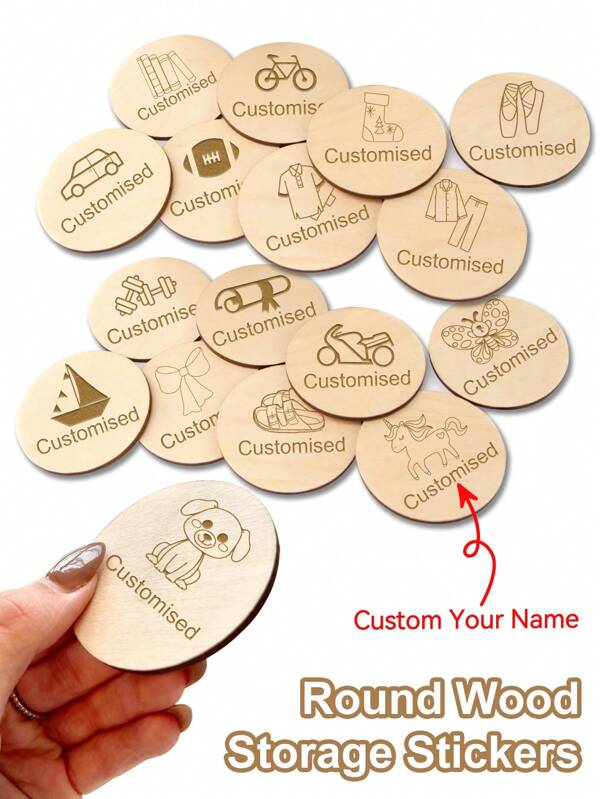 Personalisierte Spielzeug Aufbewahrungsbox Schilder - Individualisierter Text/Logo, Trofast Regal- und Boxenaufbewahrung Runde Holzschilder - 4cm/5cm/6cm Runde Holzplatten, Kinderkrippe Vorschule Spielzimmer Dekor und Schlafzimmer Organisation - 80 verschiedene Designs, Familien Zuhause Organisation, Kinderzimmer Innenschilder