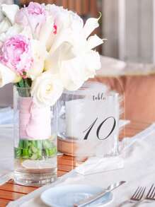 10 PEÇAS Placa de Direção para Festa de PMMA Transparente, Número de Mesa em Branco com Base Transparente para Festa de Casamento
