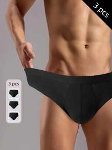 3 pezzi, Slip uomo in puro cotone, neri, semplici, per sport