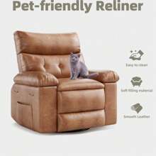 Broadfashion Recliner Chair, Swivel Rocker Recliners, 360° Swivel Reclining Chair With Heat And Massage For Living Room, Bedroom