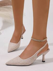 Women Pointed Toe Fashion Elegant Black Open Back High Heel Shoes, Women White Closed Toe Stilettos Large Size