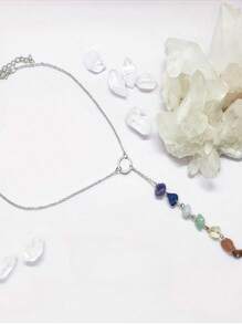 1 Pieza Collar Con Piedra De Cristal Curativo De Siete Chakras - Multicolor - Ver 2