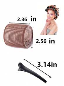 卷发器套装，4个装，自粘式卷发器，配4个鳄鱼夹，适用于长发、中长发、短发、厚发、细发、薄发、刘海等，打造蓬松效果，沙龙级美发工具，DIY发型，返校季必备，旅行度假必备，美发配件，卷发器，卷发梳，卷发器，卷发产品，卷发工具 - 咖啡 - 查看 8