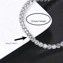 1pc Cubic Zirconia Inlaid Tennis Chain Bracelet, Hip-Hop Jewelry Gift Unisex, Suitable For Daily Parties Halloween Fathers Day Gift School