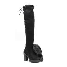 Bota Feminina Over Camurça The Knee Salto Alto Quadrado Grosso- Bota Cano Alto Suede botas feminina elegant