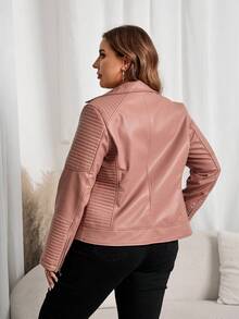 Giolshon Women's Plus Size Street - Style Faux Leather Moto Jacket - Short PU Coat With Lining & Pockets, Casual Edgy Urban Wear