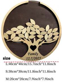 1 Stück rundes Gedenkteller Dekor, Gästebuch in Baumform, Hochzeitsgästebuch, Neugeborenen-Zeugenbuch, Familien-Versammlungsbuch, Unterschriftenbaum Teller zur Graduierung, personalisiertes graviertes dekoratives Handwerk