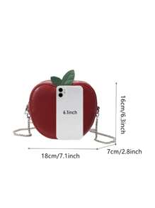 Apple Shaped PU Zipper Closure Women Daily Casual Shoulder Crossbody Bag - Multicolor - View 10